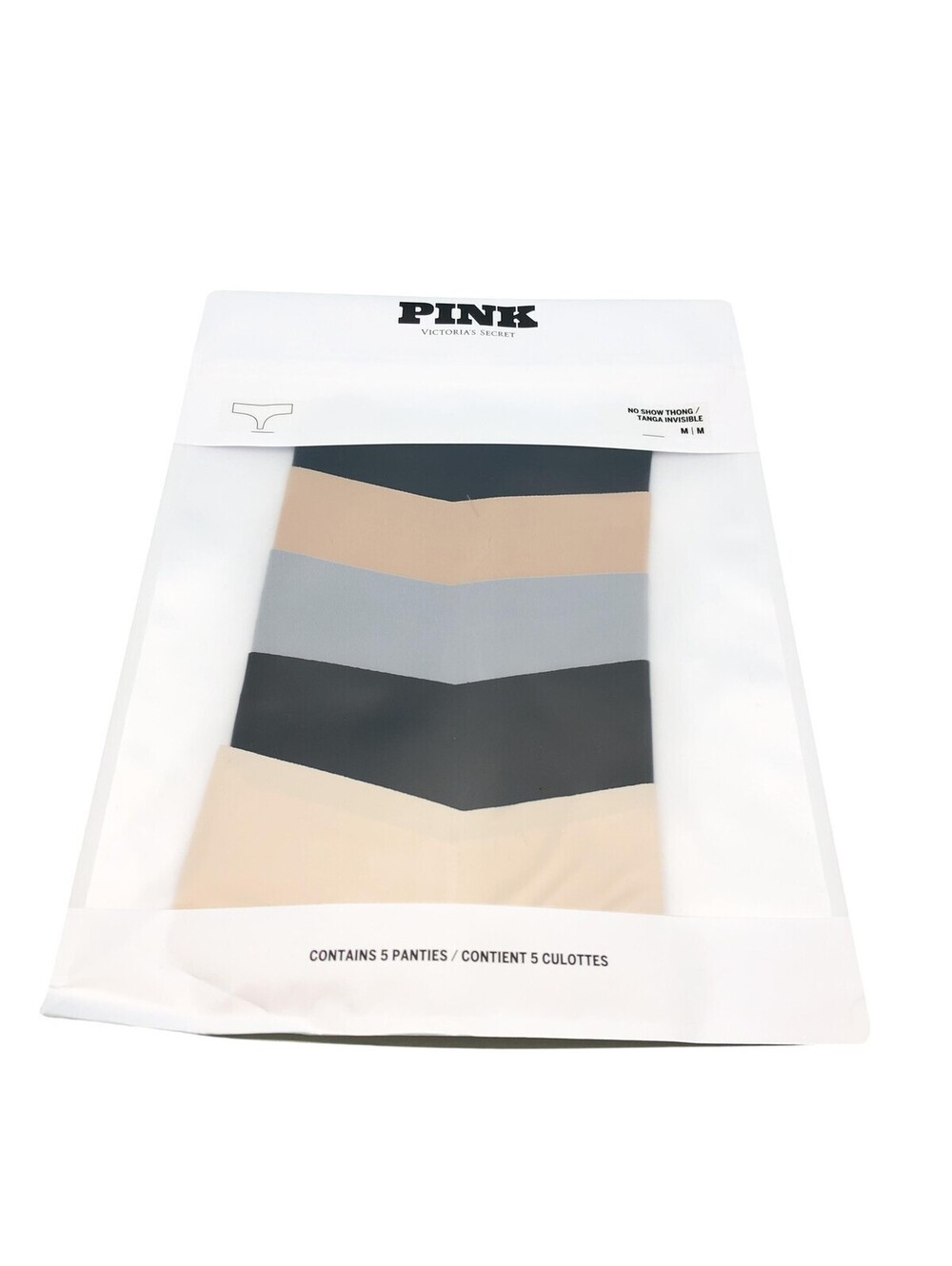 PINK Victoria's Secret Thong Panties Womens Medium Multicolor No Show 5 Pack